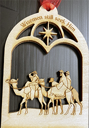 Lasered Wooden Wisemen Ornament
